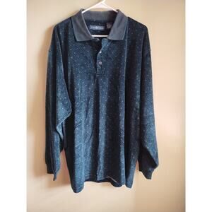 Vintage Chereskin Long Sleeve Polo Green Soft Velour Men’s Large